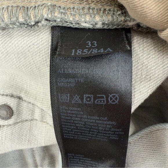 All Saints Cigarette Men's Jeans 32x30 Light Grey Denim - Picture 8 of 11
